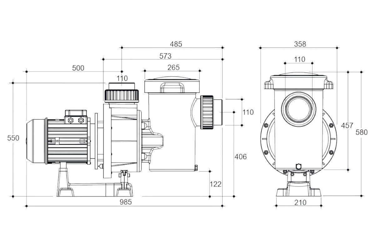 Насос с префильтром 70м3/ч Gemas FLOODER Н=10 2,6кВт 400В (0111FLO35)